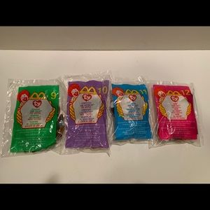 LOT OF 4 VINTAGE MCDONALD’S HAPPY MEAL TY BEANIE BABY TOYS.